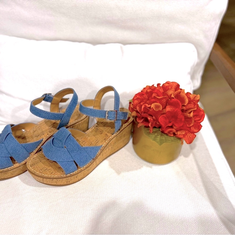White Mountain Blue Wedge Sandals 7.5 - Picture 2 of 7